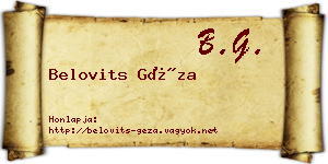 Belovits Géza névjegykártya